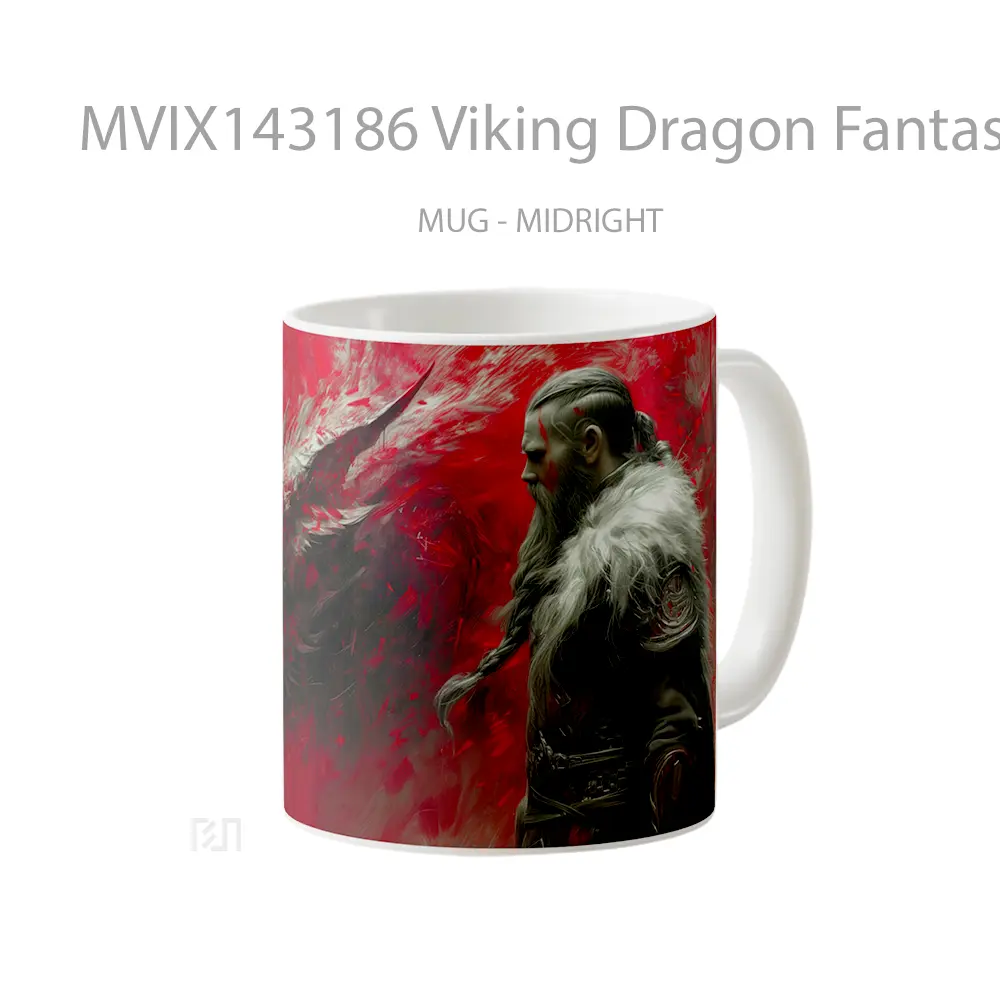 Mug Viking Dragon Fantasy Gelas Keramik Unik - All-side / Desain