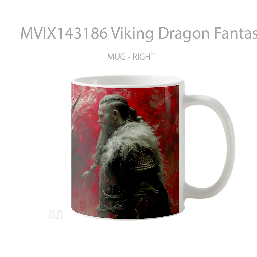 Mug Viking Dragon Fantasy Gelas Keramik Unik - All-side / Desain