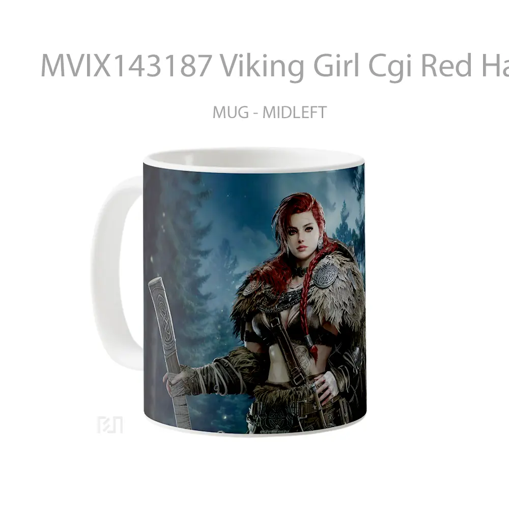 Mug Viking Girl Cgi Red Hair Gelas Keramik Unik - All-side / Desain