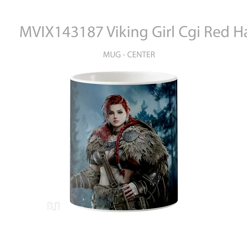 Mug Viking Girl Cgi Red Hair Gelas Keramik Unik