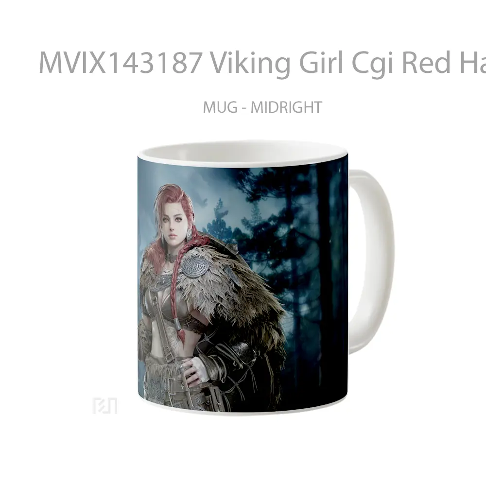 Mug Viking Girl Cgi Red Hair Gelas Keramik Unik - All-side / Desain
