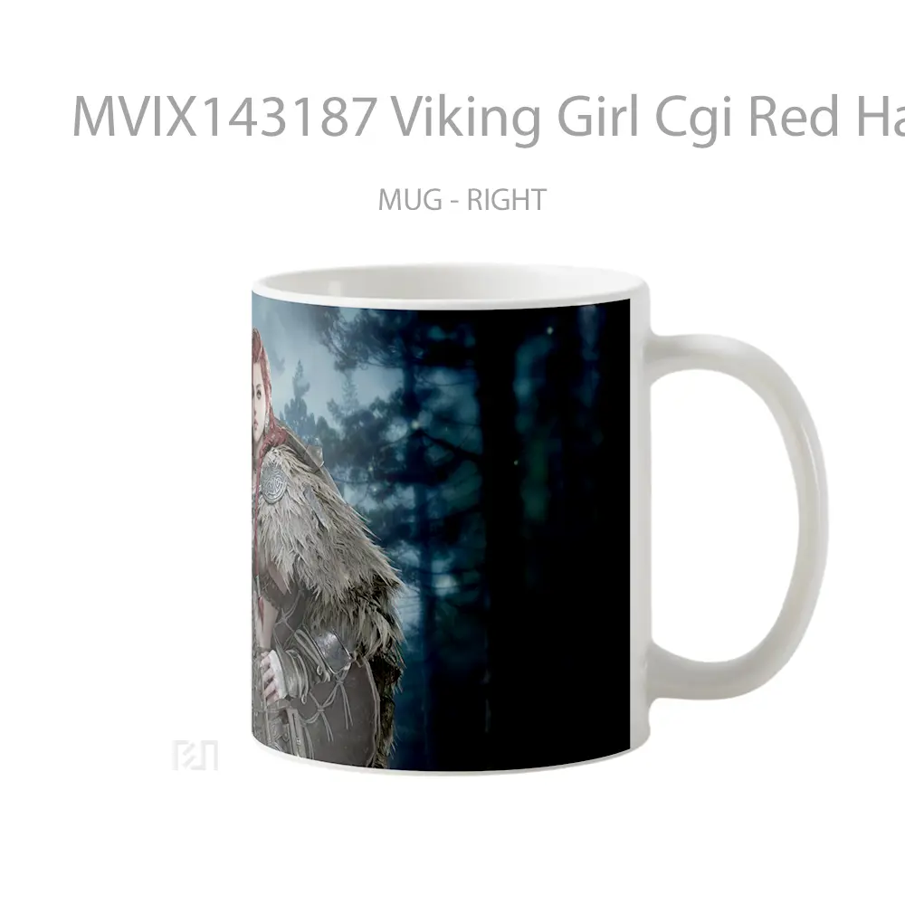 Mug Viking Girl Cgi Red Hair Gelas Keramik Unik - All-side / Desain