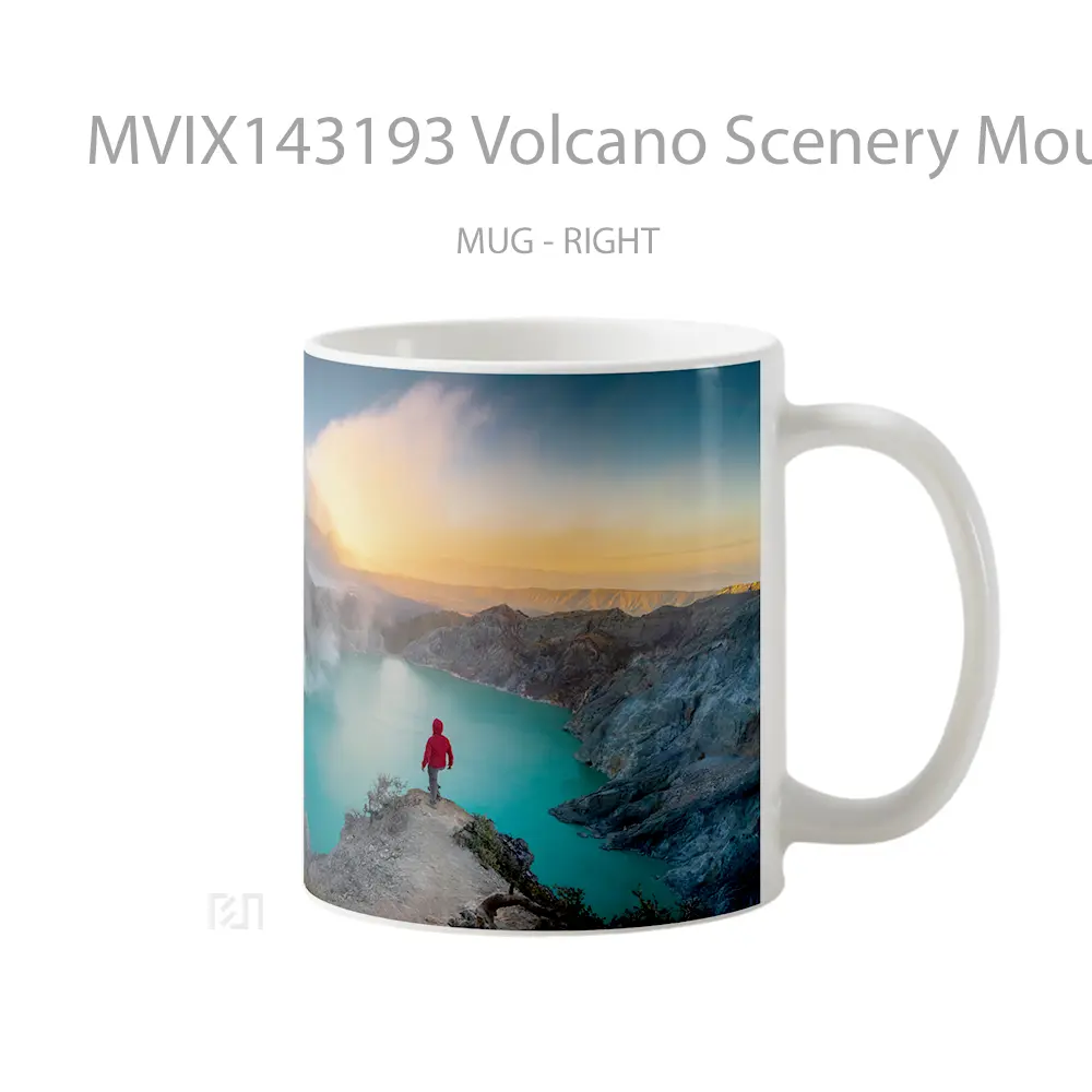 Mug Volcano Scenery Mount Injen Indonesia Gelas Keramik Unik - All-side / Desain