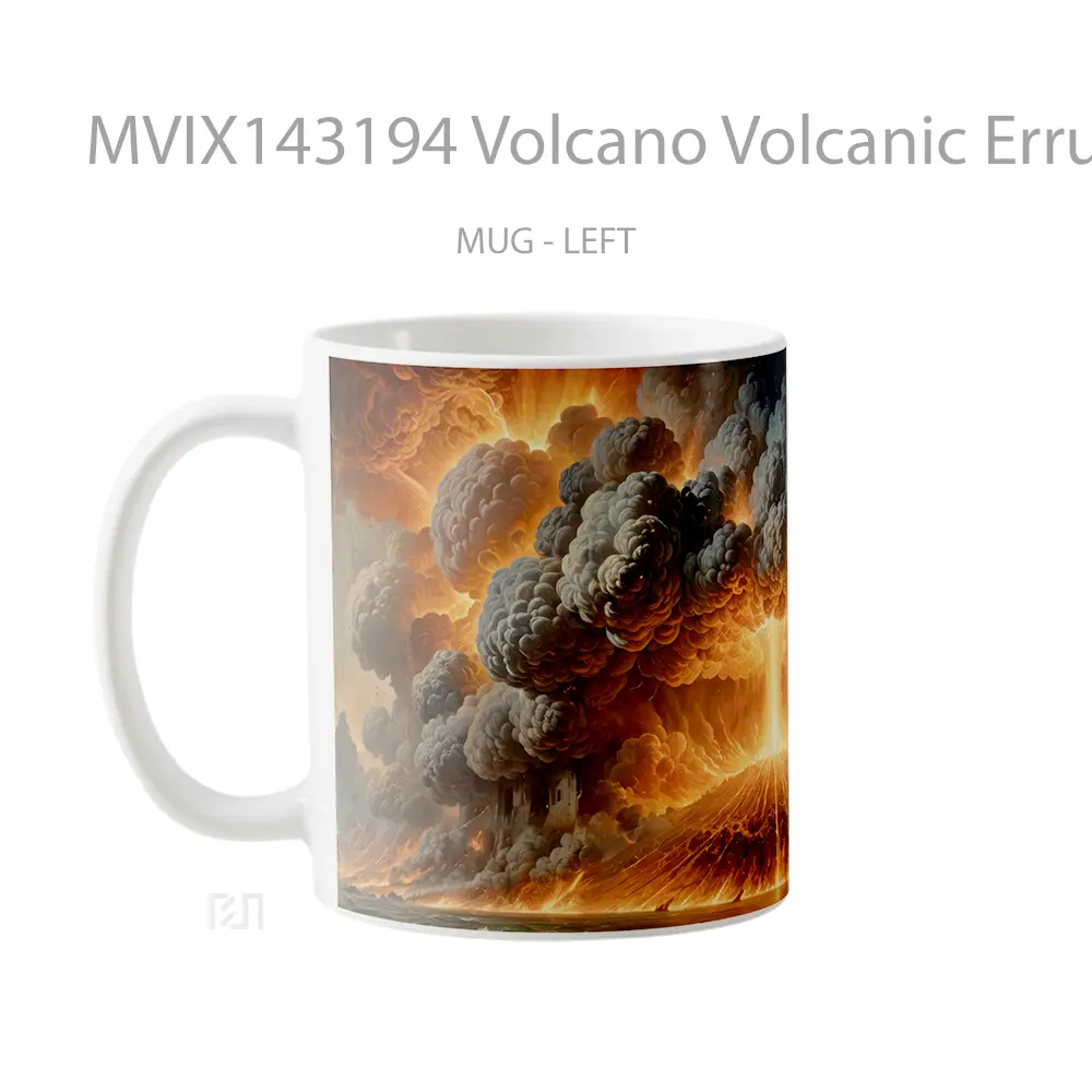 Mug Volcano Volcanic Erruption Digital Art Gelas Keramik Unik - All-side / Desain