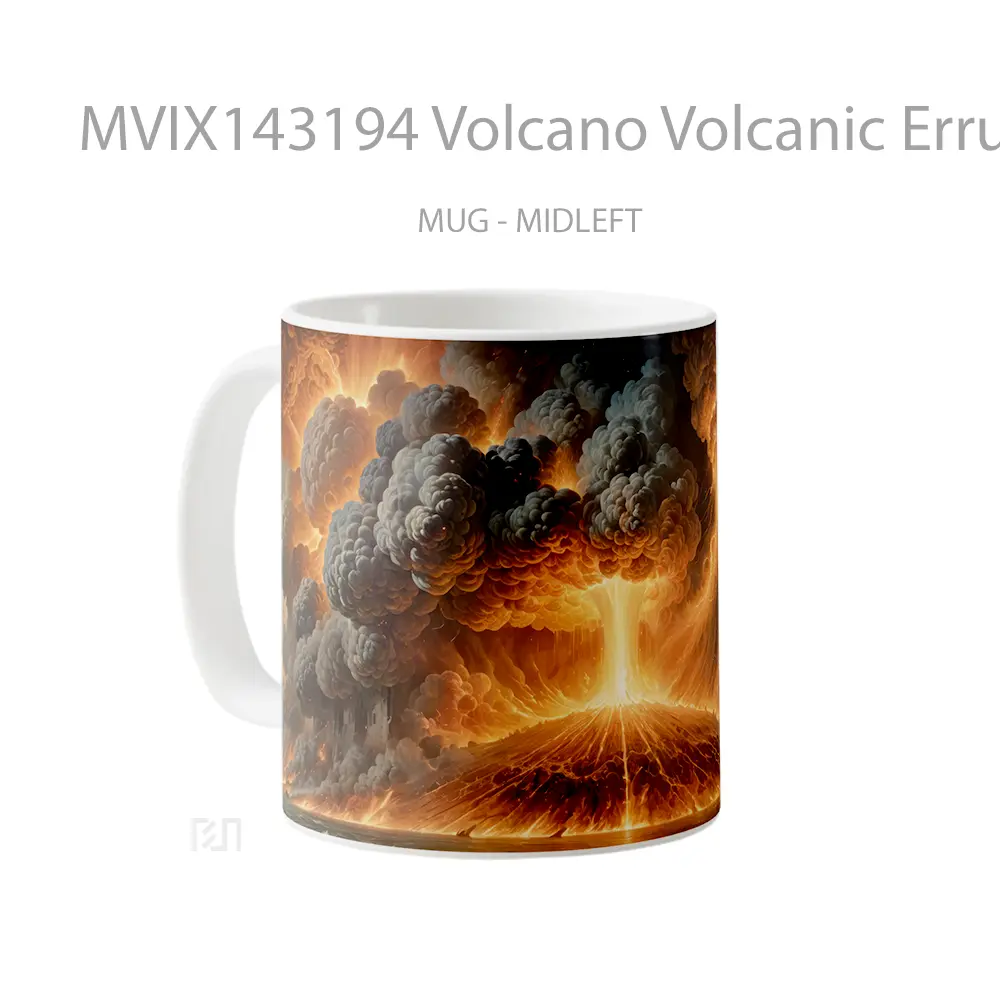 Mug Volcano Volcanic Erruption Digital Art Gelas Keramik Unik - All-side / Desain