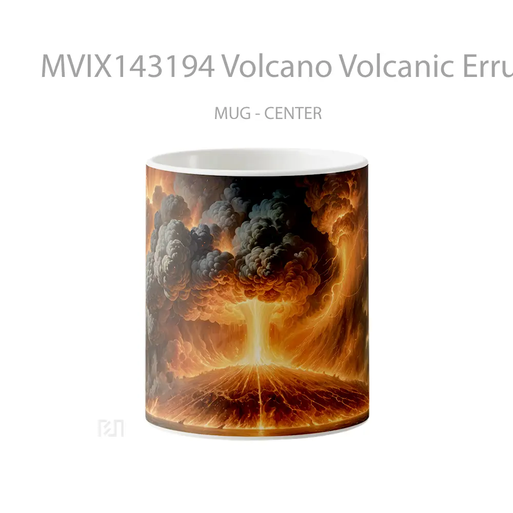 Mug Volcano Volcanic Erruption Digital Art Gelas Keramik Unik