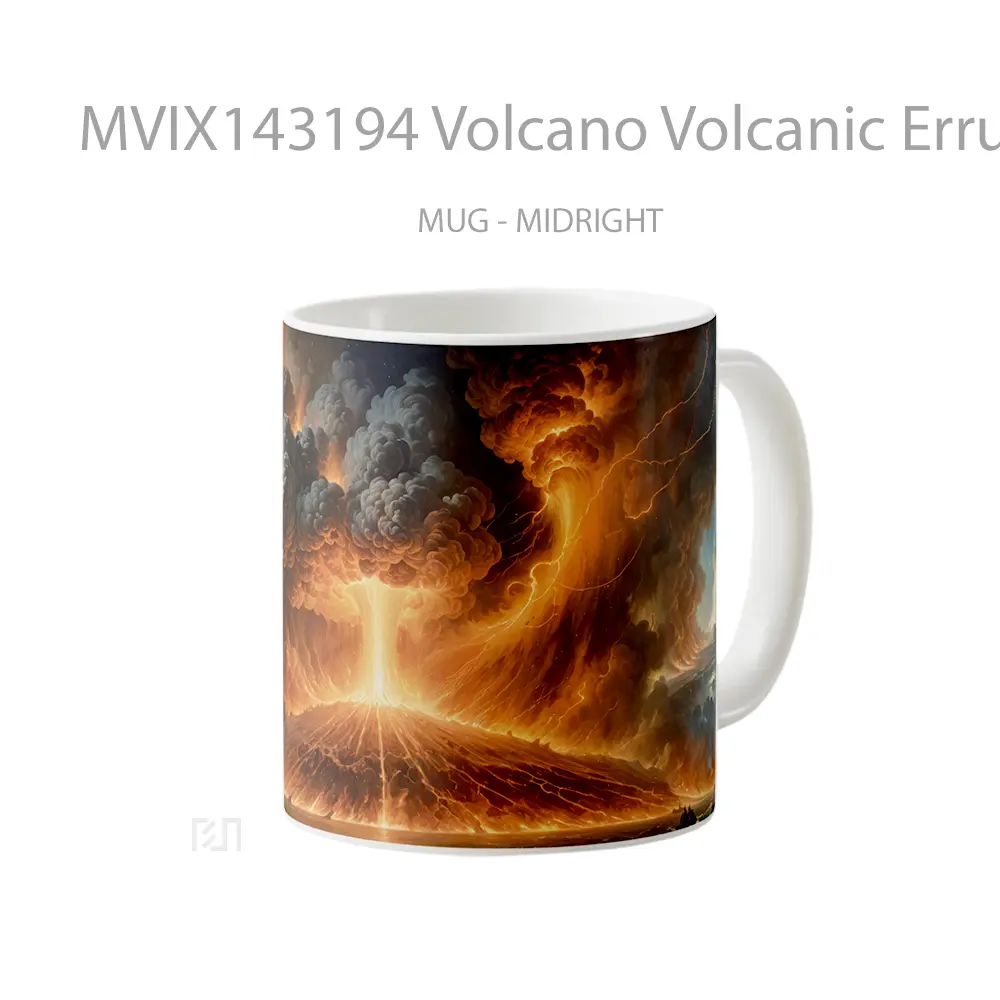 Mug Volcano Volcanic Erruption Digital Art Gelas Keramik Unik - All-side / Desain
