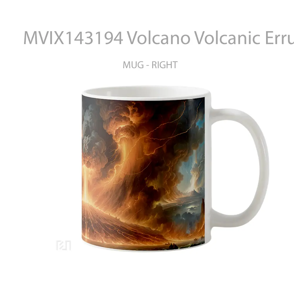 Mug Volcano Volcanic Erruption Digital Art Gelas Keramik Unik - All-side / Desain