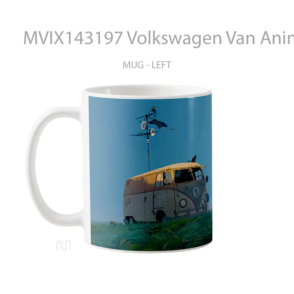 Mug Volkswagen Van Anime Girl Art Sky Scenery Cangkir Anime - All-side / Desain