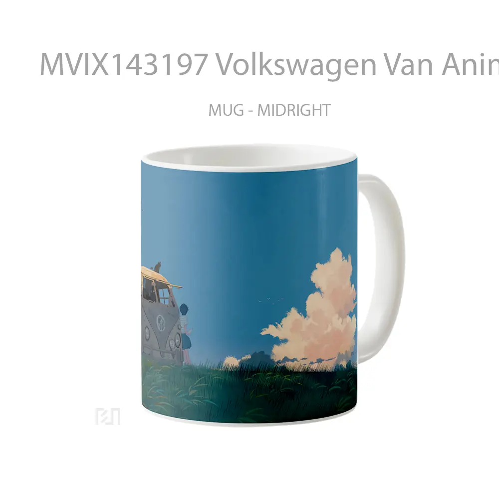 Mug Volkswagen Van Anime Girl Art Sky Scenery Cangkir Anime - All-side / Desain