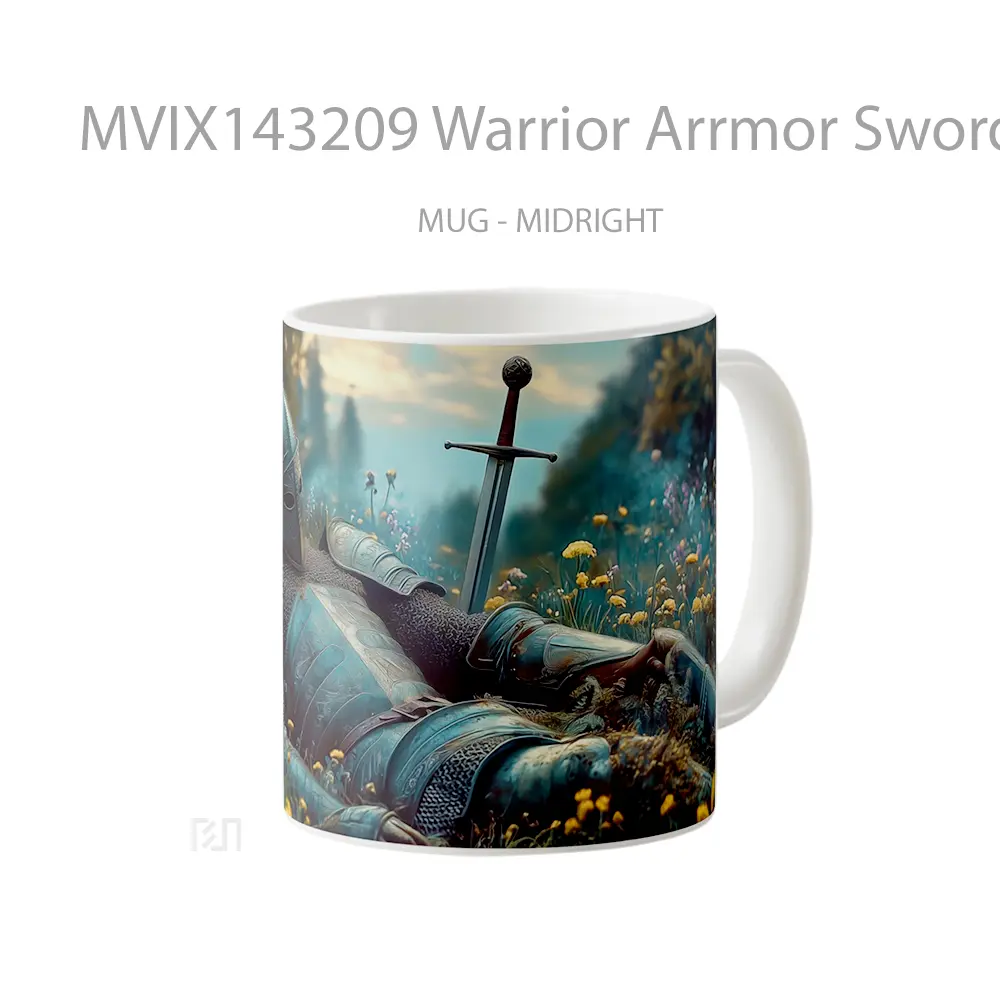 Mug Warrior Arrmor Sword Fantasy Restin Gelas Keramik Unik - All-side / Desain