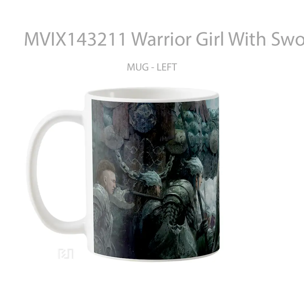 Mug Warrior Girl With Sword Fantasy Army Art Gelas Keramik Unik - All-side / Desain