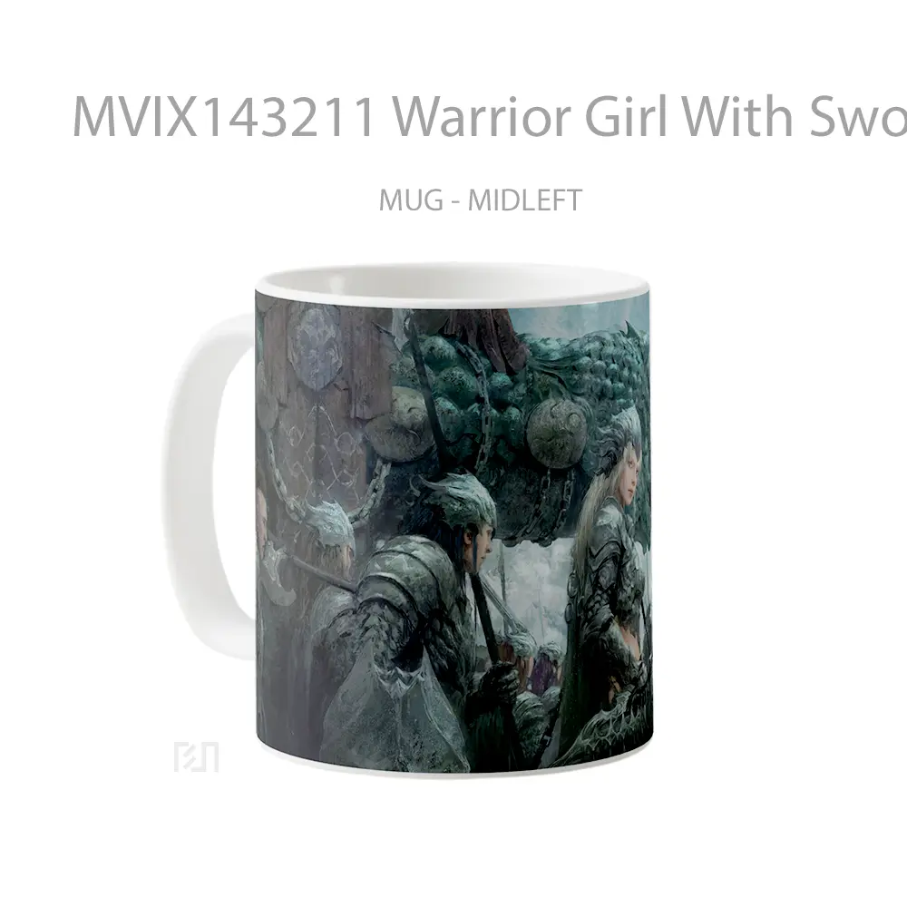 Mug Warrior Girl With Sword Fantasy Army Art Gelas Keramik Unik - All-side / Desain