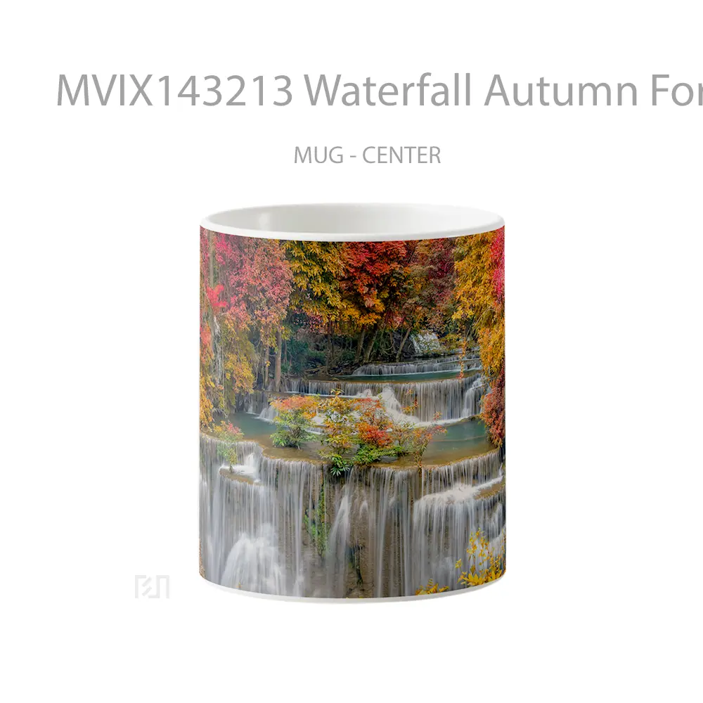 Mug Waterfall Autumn Forest Nature Scenery Gelas Pemandangan Alam