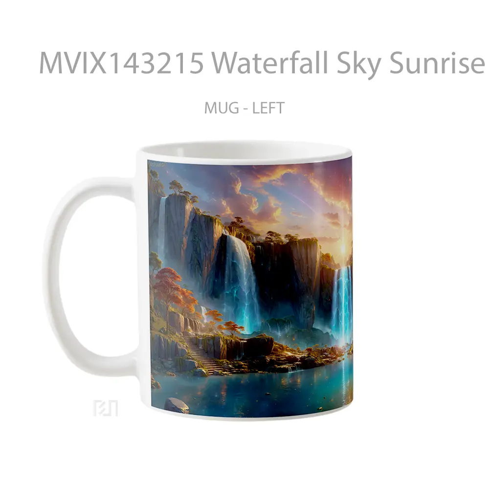Mug Waterfall Sky Sunrise Scenery Digital Art Gelas Pemandangan Alam - All-side / Desain