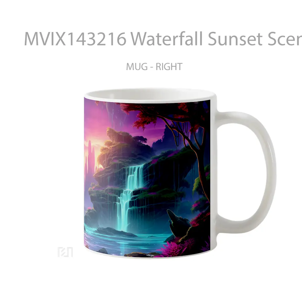 Mug Waterfall Sunset Scenery Digital Ar Gelas Pemandangan Alam - All-side / Desain