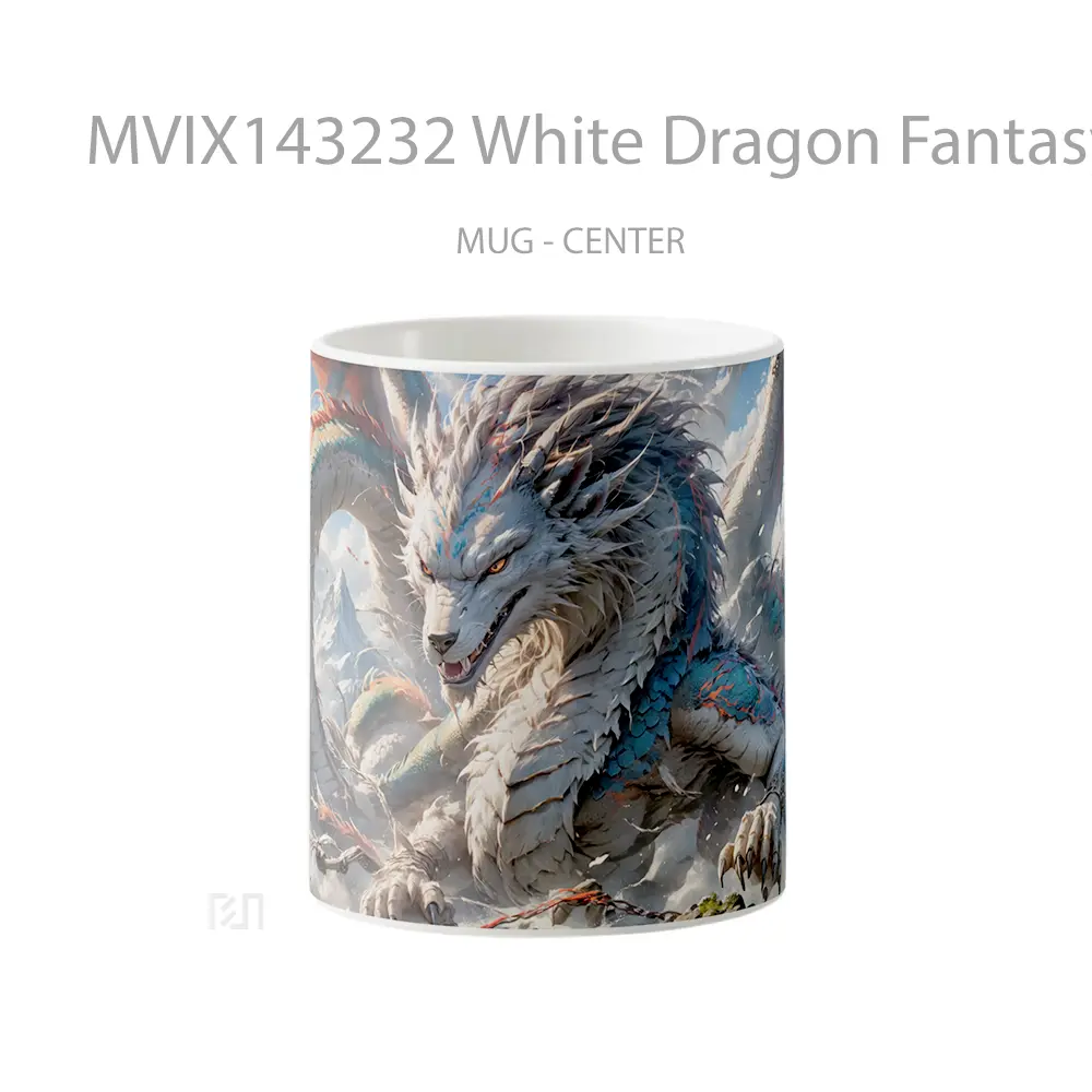 Mug White Dragon Fantasy Creature Gelas Keramik Unik