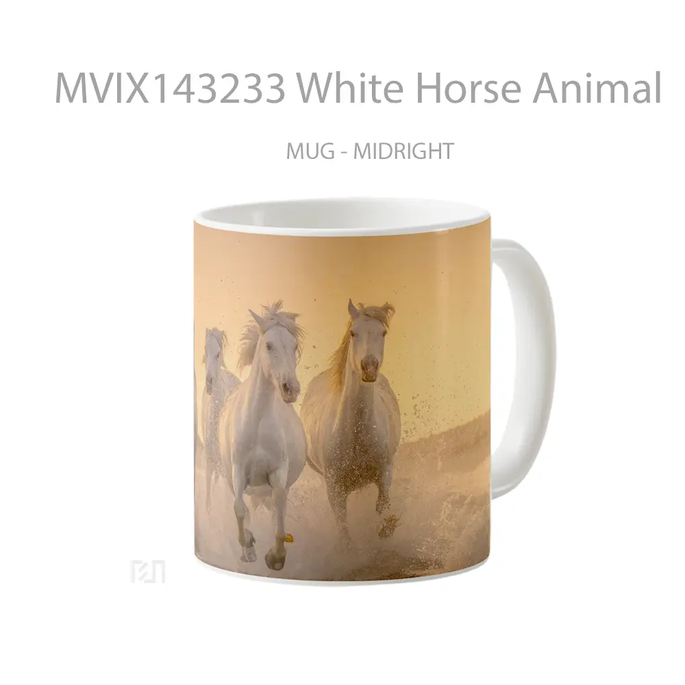 Mug White Horse Animal Gelas Hewan Lucu - All-side / Desain
