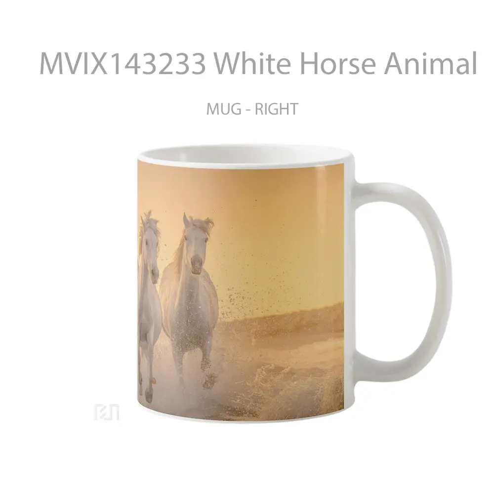 Mug White Horse Animal Gelas Hewan Lucu - All-side / Desain