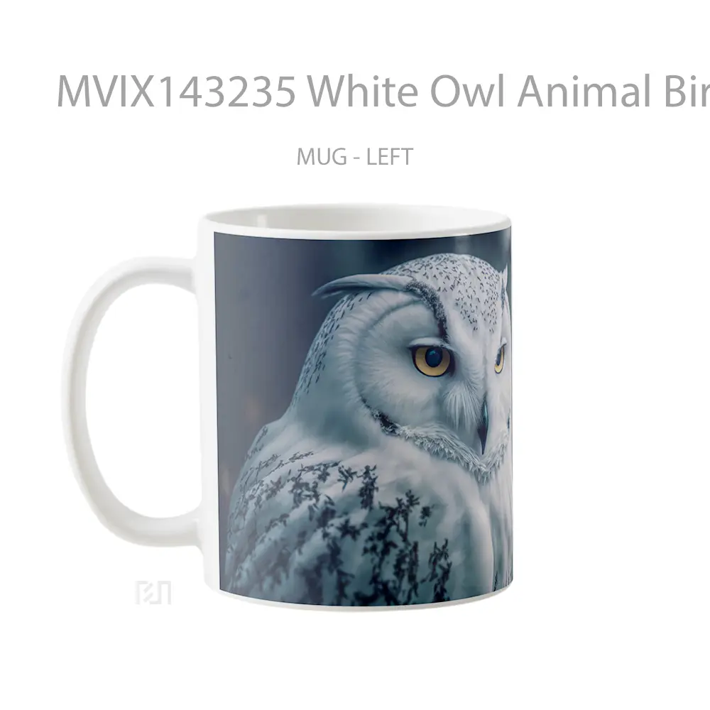 Mug White Owl Animal Bird Gelas Hewan Lucu - All-side / Desain