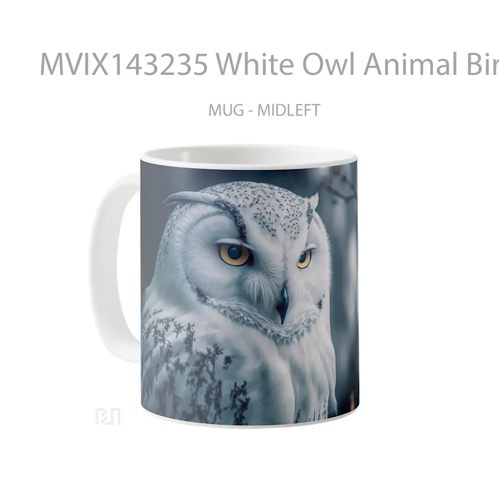 Mug White Owl Animal Bird Gelas Hewan Lucu - All-side / Desain