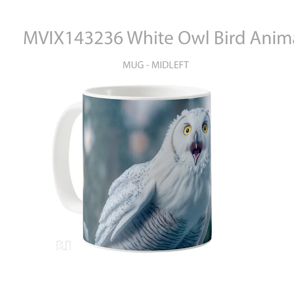 Mug White Owl Bird Animal Gelas Hewan Lucu - All-side / Desain