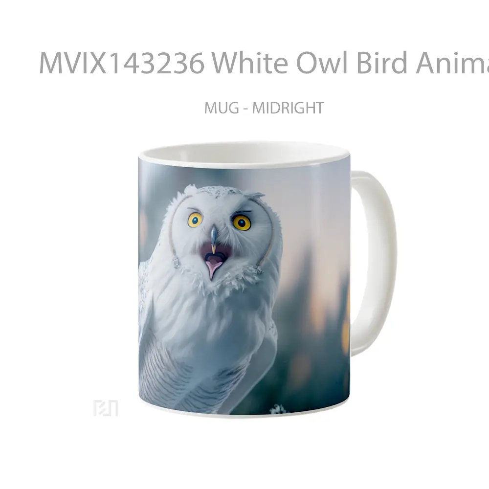 Mug White Owl Bird Animal Gelas Hewan Lucu - All-side / Desain