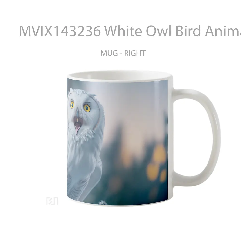Mug White Owl Bird Animal Gelas Hewan Lucu - All-side / Desain