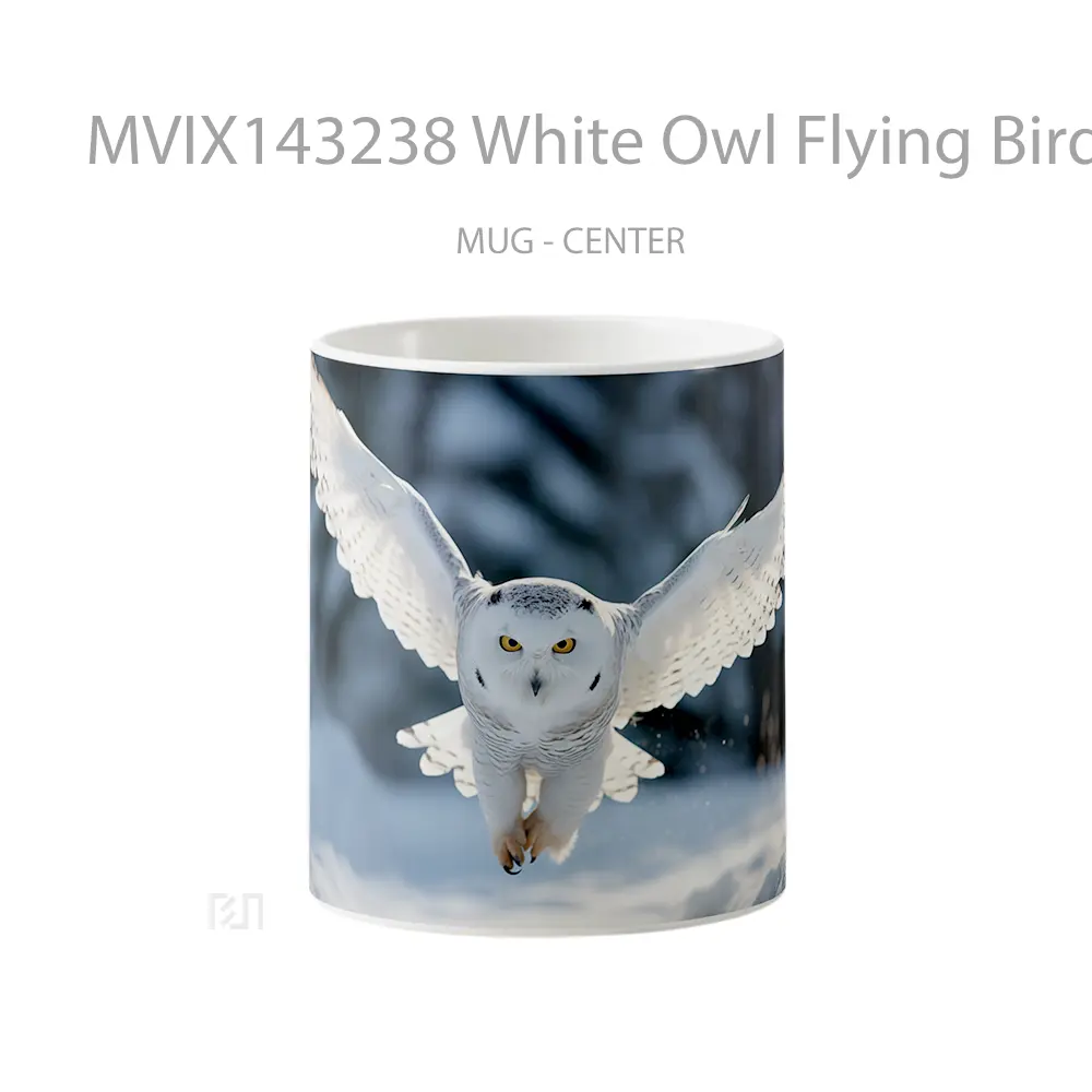 Mug White Owl Flying Bird Gelas Keramik Unik