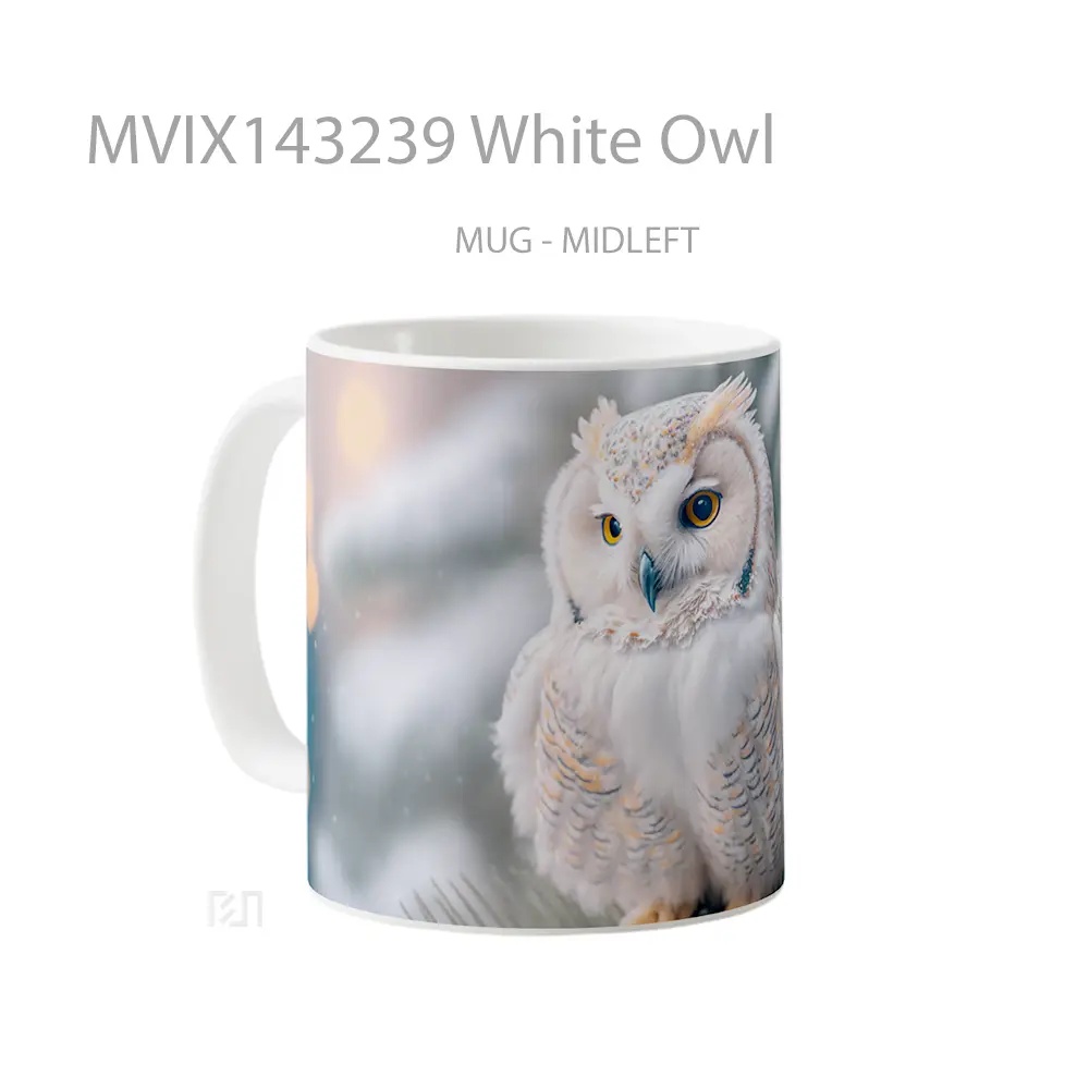 Mug White Owl Gelas Keramik Unik - All-side / Desain