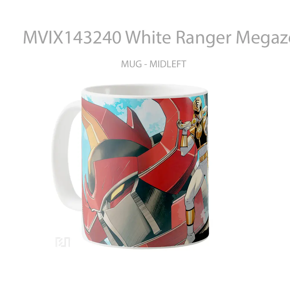 Mug White Ranger Megazord Power Rangers Fortnite Gelas Keramik Unik - All-side / Desain
