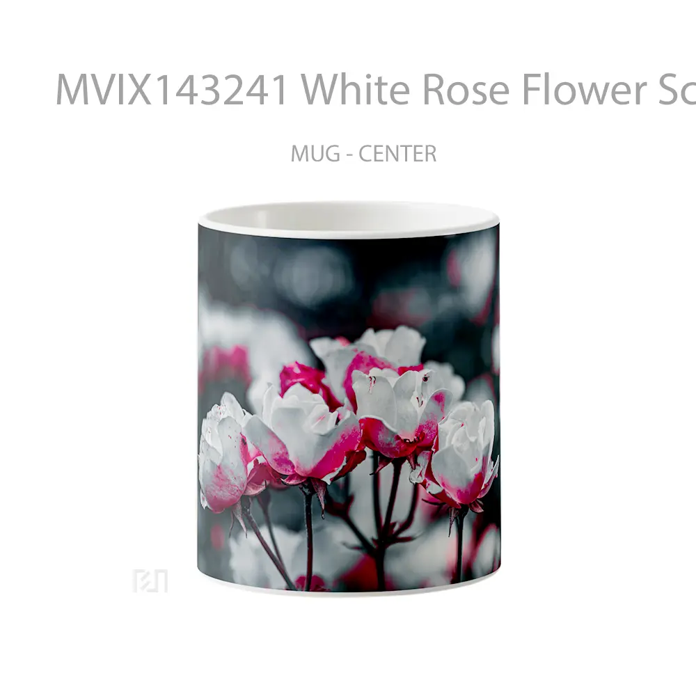 Mug White Rose Flower Scenery Gelas Keramik Unik
