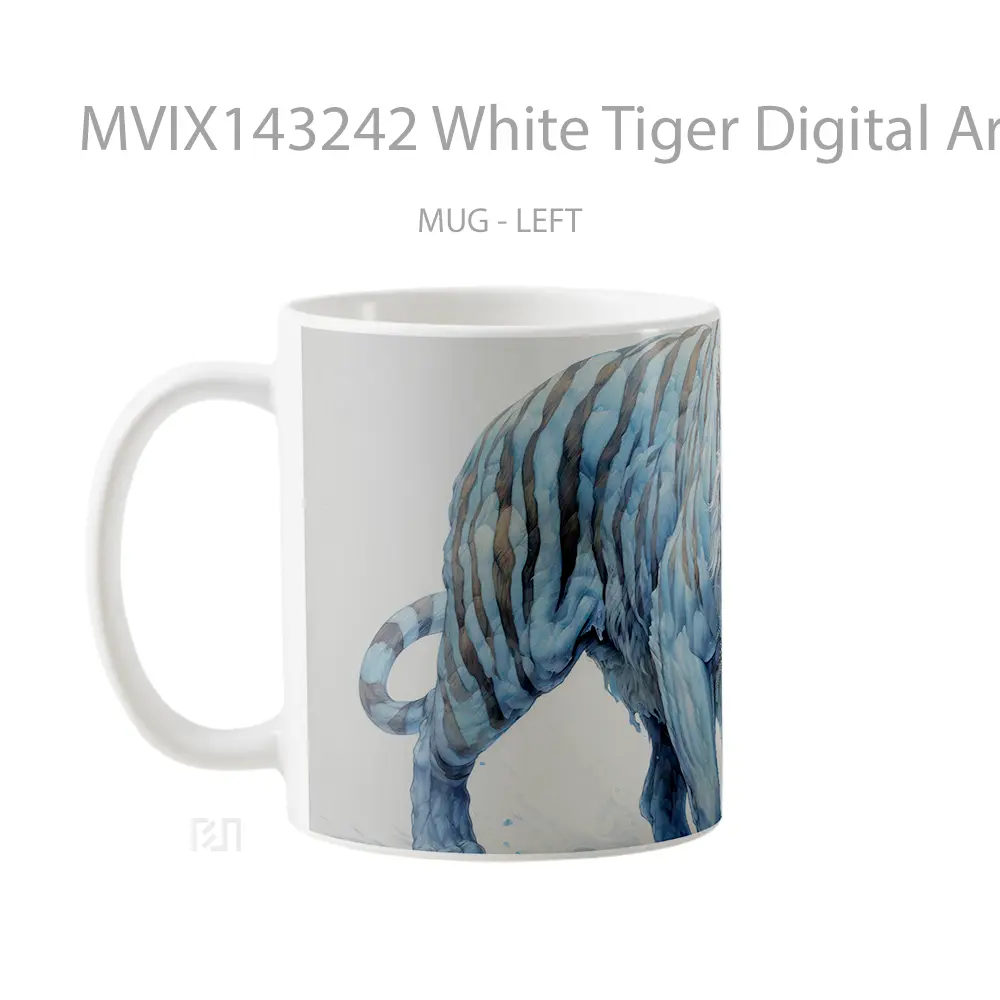 Mug White Tiger Digital Art Gelas Hewan Lucu - All-side / Desain