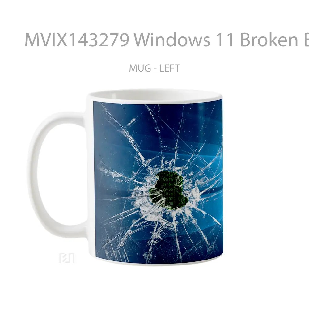 Mug Windows 11 Broken Binary Code Digital Ar Gelas Keramik Unik - All-side / Desain