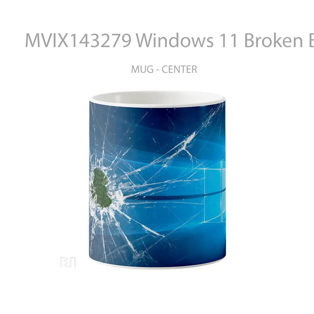 Mug Windows 11 Broken Binary Code Digital Ar Gelas Keramik Unik