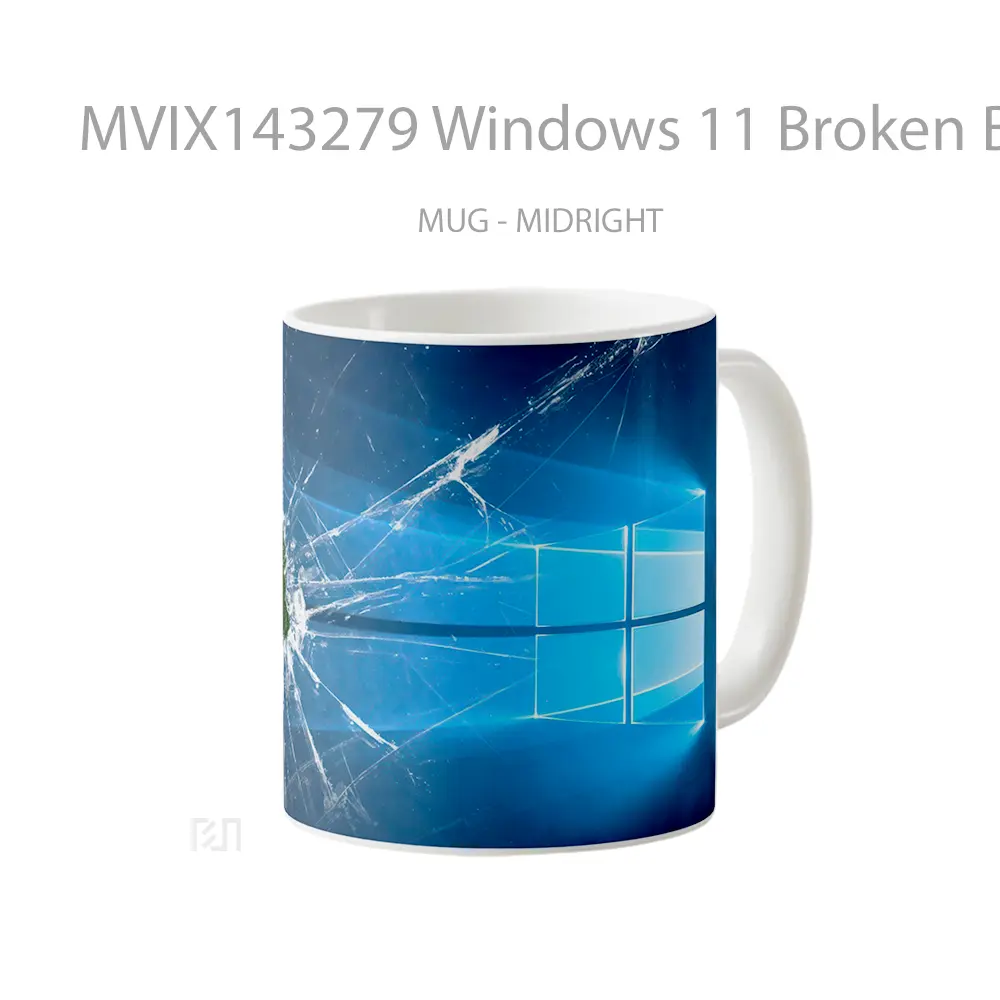 Mug Windows 11 Broken Binary Code Digital Ar Gelas Keramik Unik - All-side / Desain