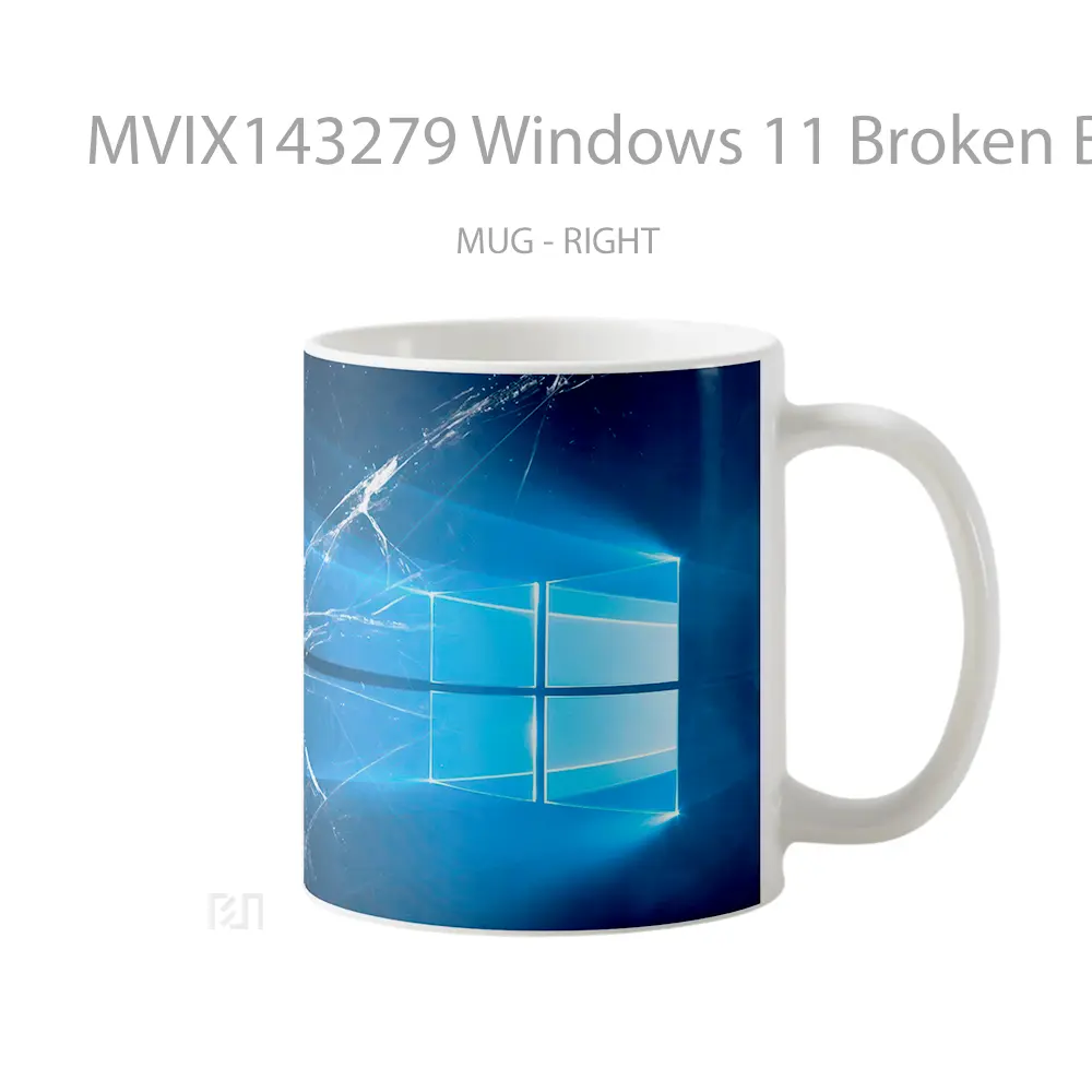 Mug Windows 11 Broken Binary Code Digital Ar Gelas Keramik Unik - All-side / Desain
