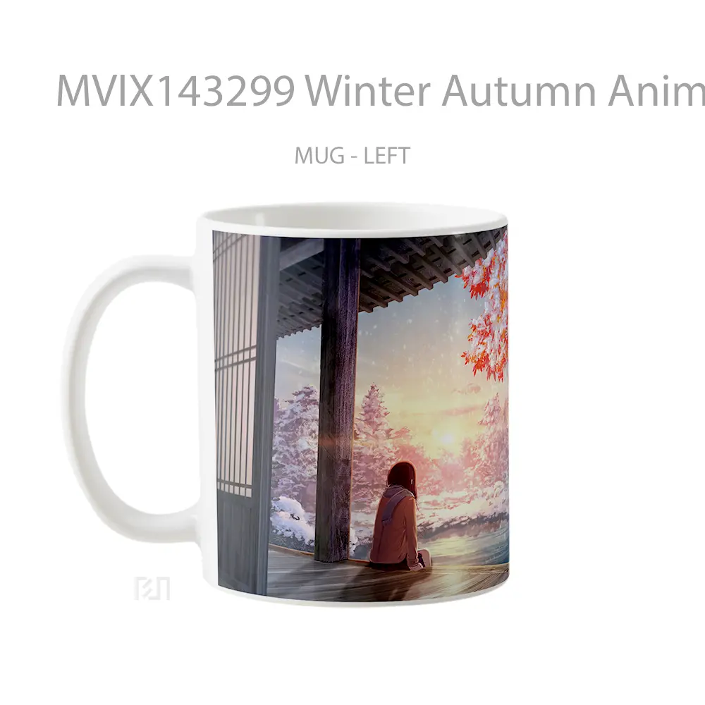 Mug Winter Autumn Anime Girl Scenery Art Cangkir Anime - All-side / Desain
