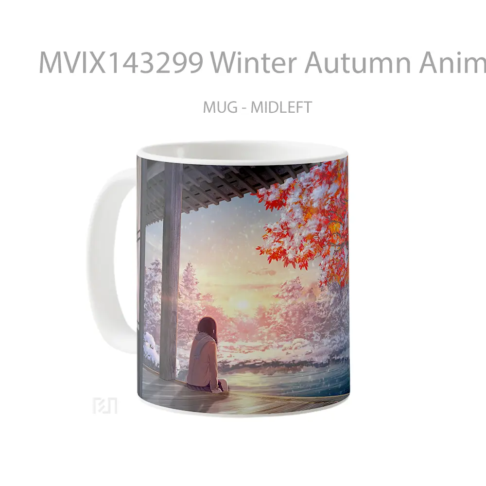 Mug Winter Autumn Anime Girl Scenery Art Cangkir Anime - All-side / Desain