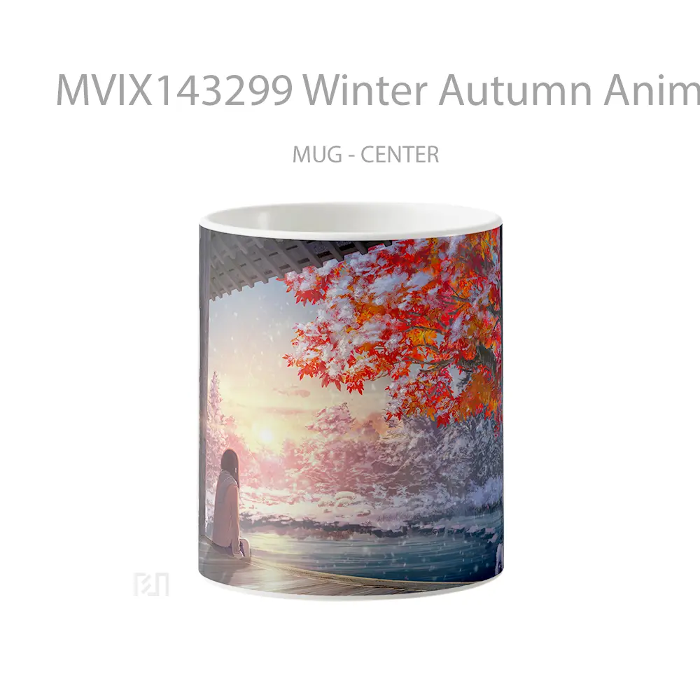 Mug Winter Autumn Anime Girl Scenery Art Cangkir Anime