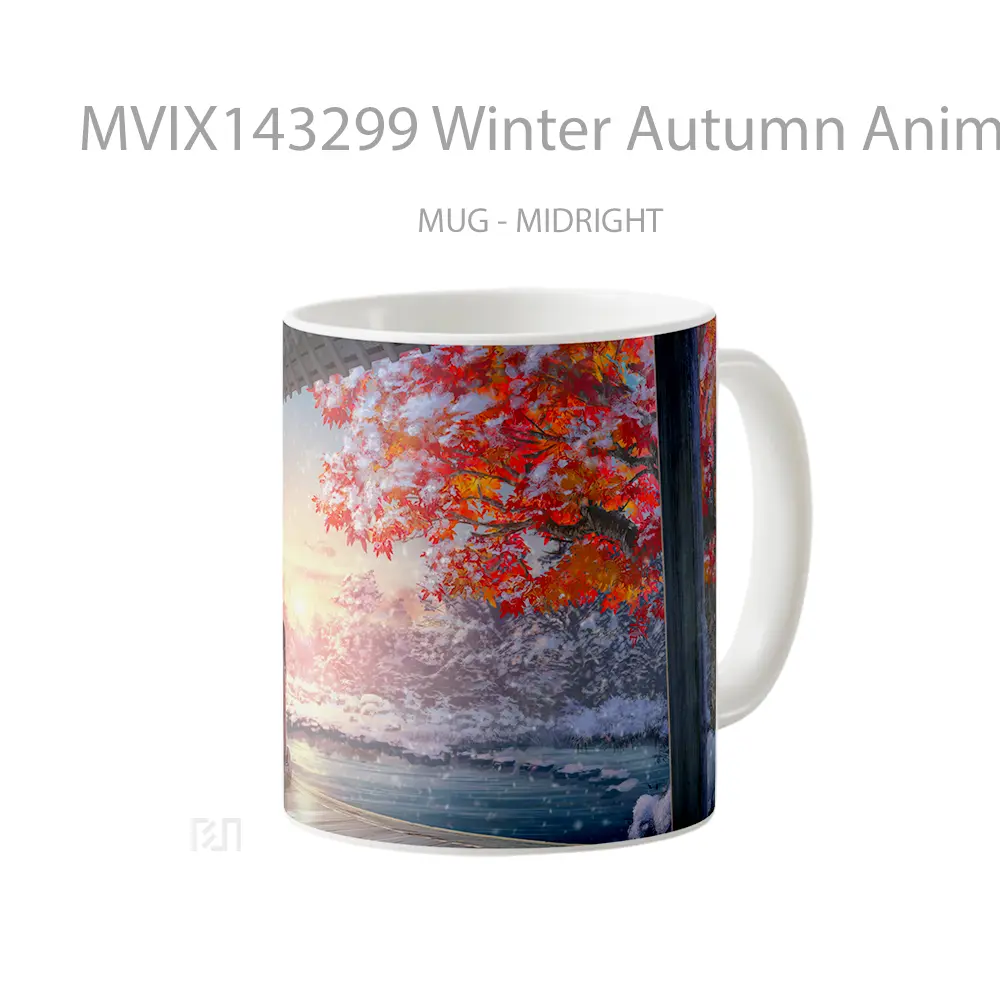 Mug Winter Autumn Anime Girl Scenery Art Cangkir Anime - All-side / Desain