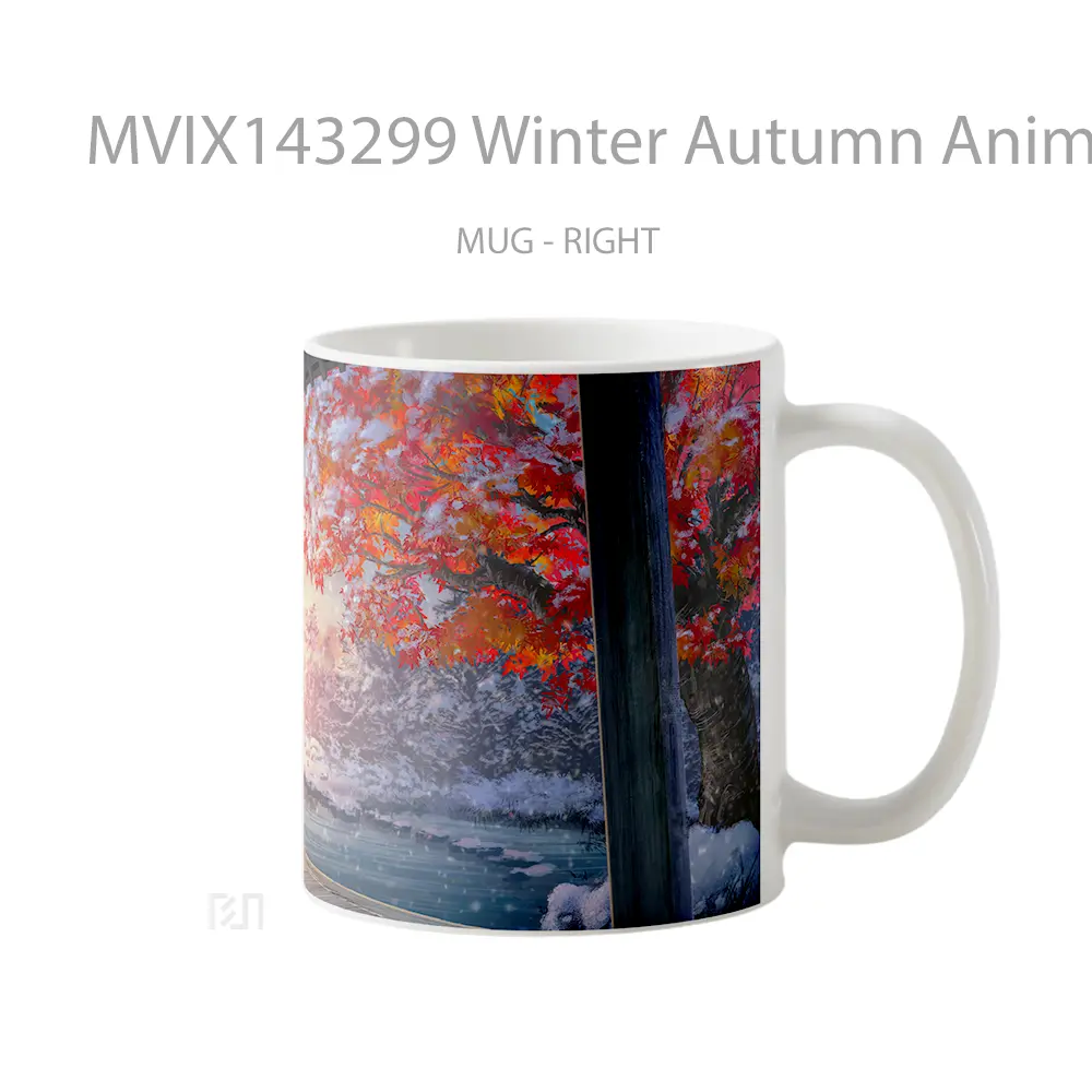 Mug Winter Autumn Anime Girl Scenery Art Cangkir Anime - All-side / Desain