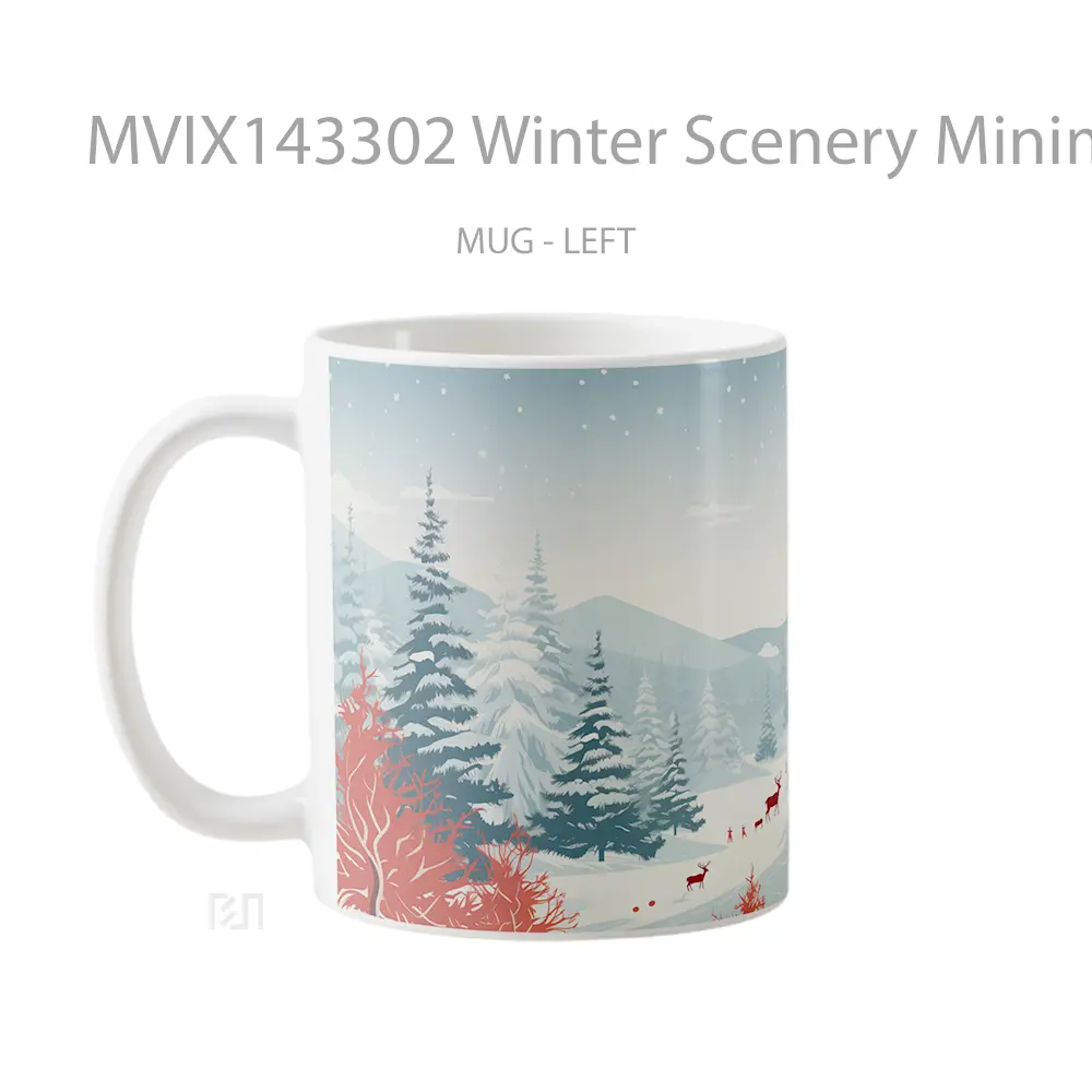Mug Winter Scenery Minimalist Digital Ar Gelas Keramik Unik - All-side / Desain