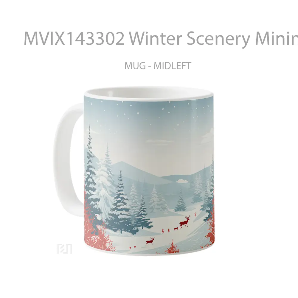 Mug Winter Scenery Minimalist Digital Ar Gelas Keramik Unik - All-side / Desain