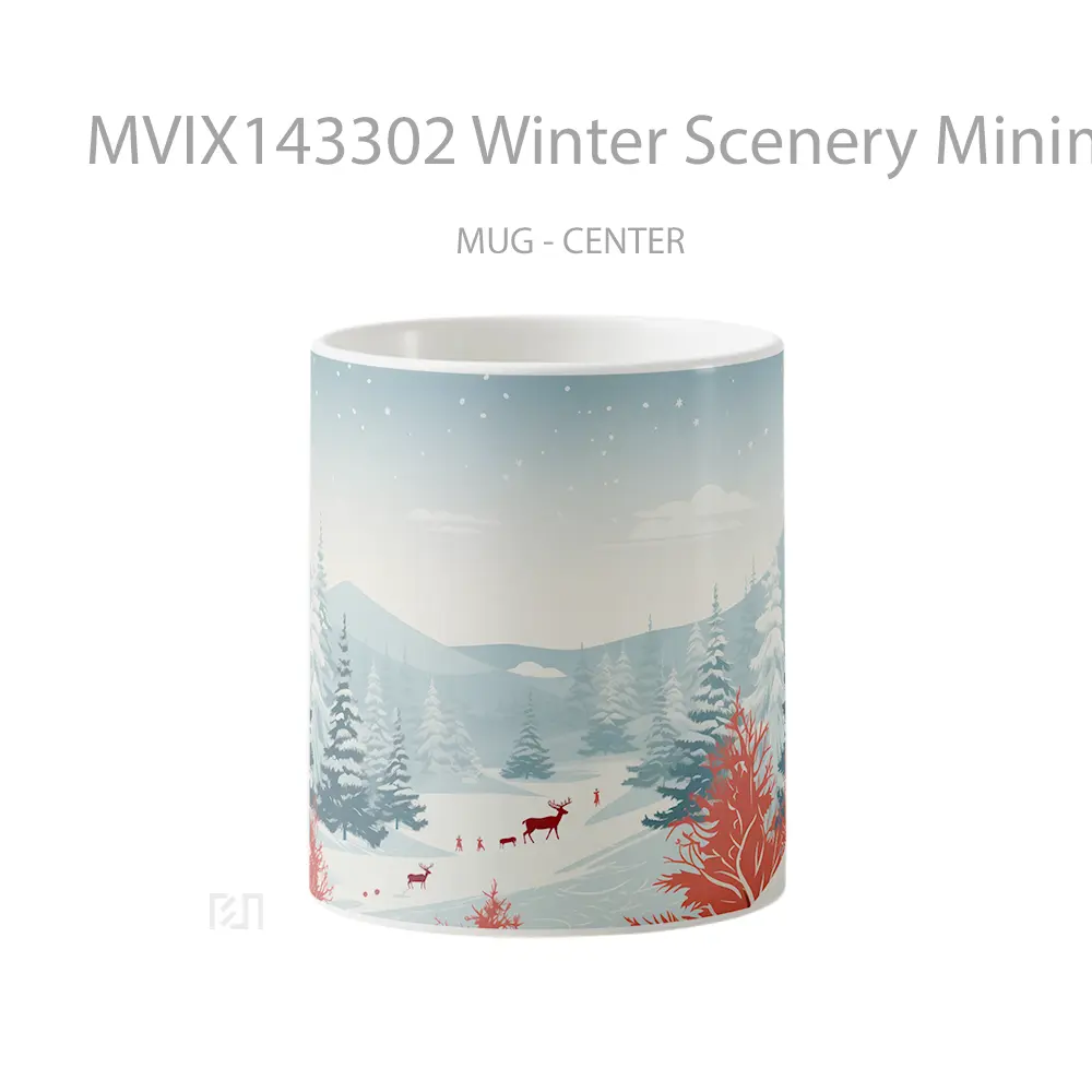 Mug Winter Scenery Minimalist Digital Ar Gelas Keramik Unik