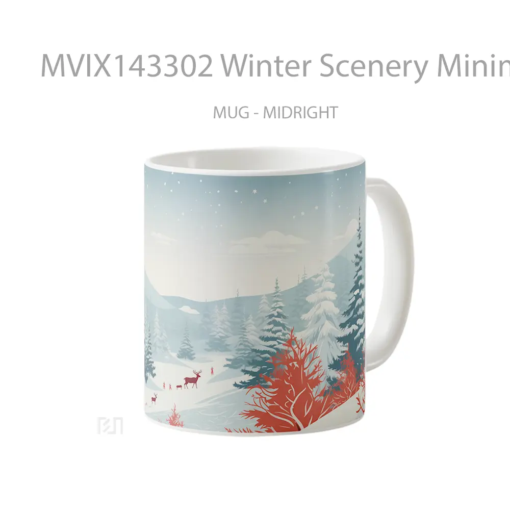 Mug Winter Scenery Minimalist Digital Ar Gelas Keramik Unik - All-side / Desain