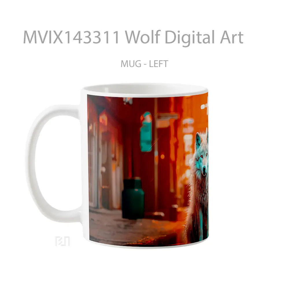 Mug Wolf Digital Art Gelas Hewan Lucu - All-side / Desain