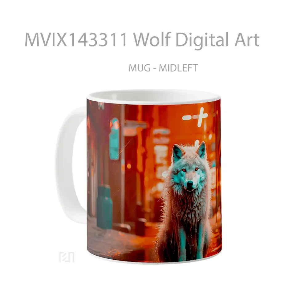 Mug Wolf Digital Art Gelas Hewan Lucu - All-side / Desain