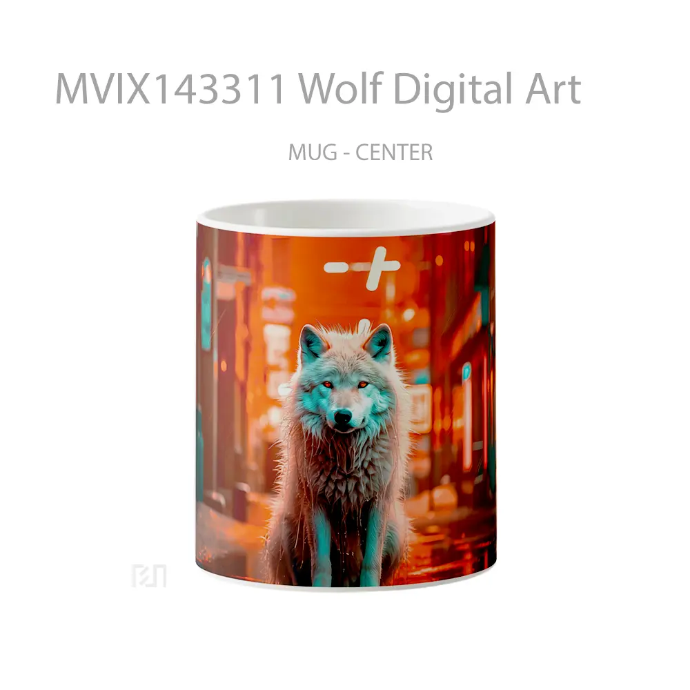 Mug Wolf Digital Art Gelas Hewan Lucu