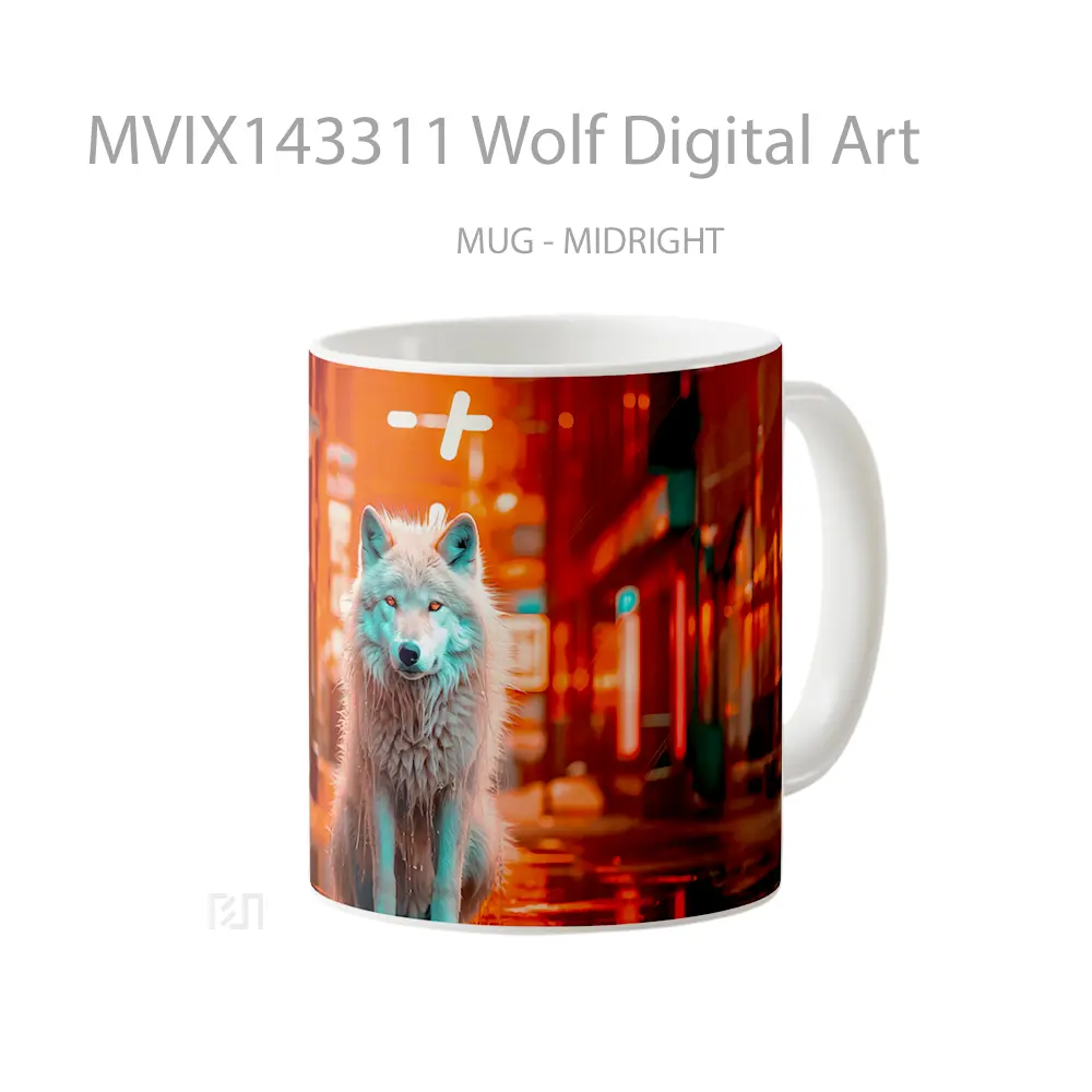 Mug Wolf Digital Art Gelas Hewan Lucu - All-side / Desain